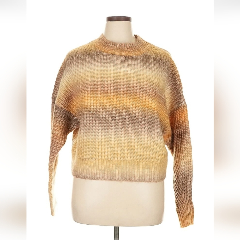 Aqua Women's Sweater Brown Gradient XL Fuzzy NEW w/Tags Soft Warm